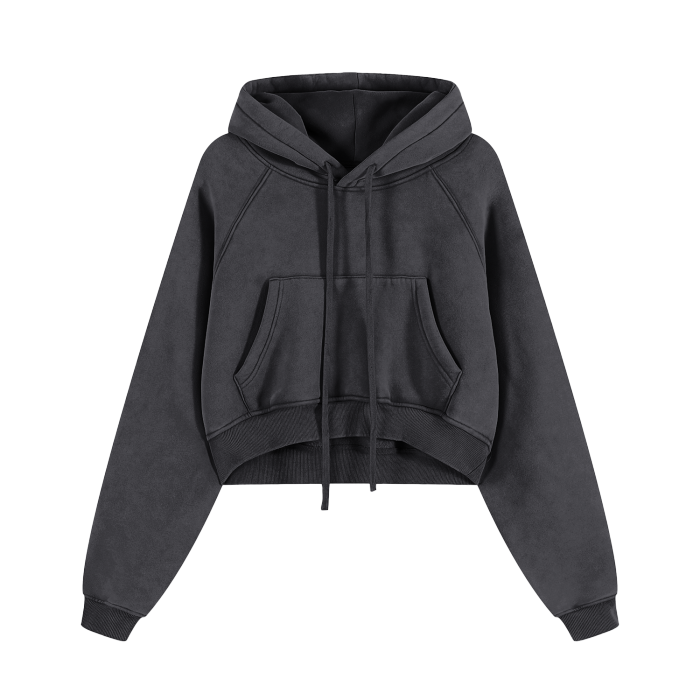 Cropped Zip-Through Hoodie #RU0075